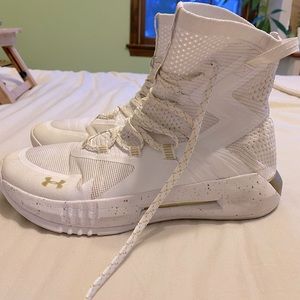 Under Armour white and gold volleyball court shoes